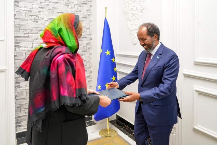 M/W Xasan oo warqadaha aqoonsiga ka guddoomay Danjiraha Midowga Yurub