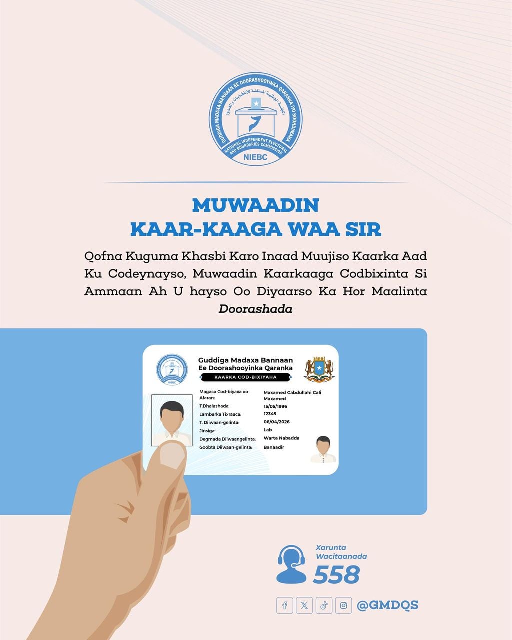 Bixinta kaararka codbixinta Muqdisho oo dib loo billaabayo 